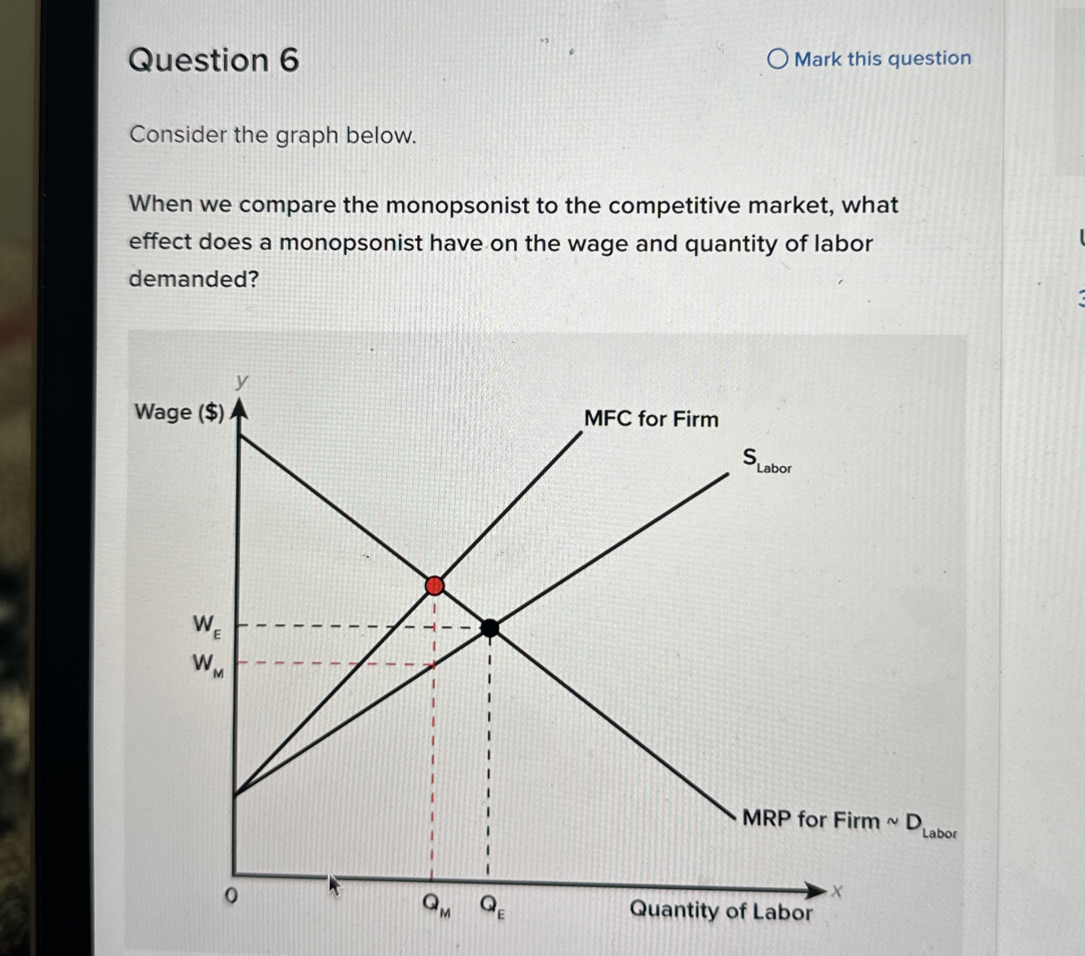  Question 6 Mark this question Consider the graph below. When we