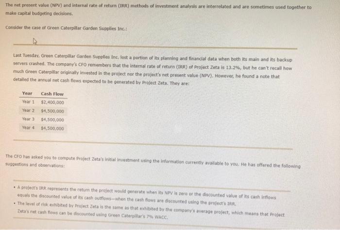 can you explain the steps? The net prosent value (NPV) and internal