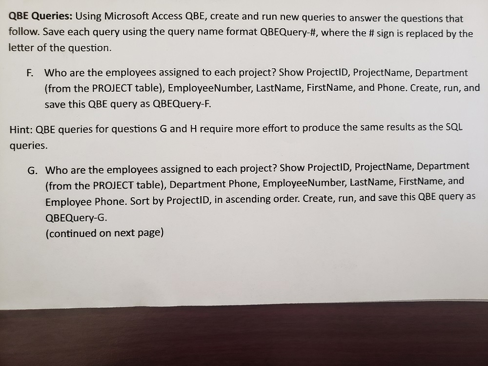 I am having problems with the QBE G query. It does not