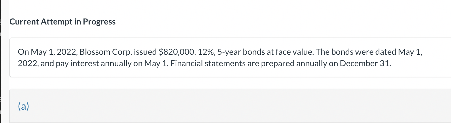  Current Attempt in Progress On May 1, 2022, Blossom Corp. issued