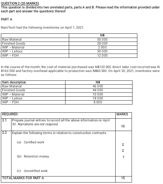  please help, its due today and please type... QUESTION 2 (20