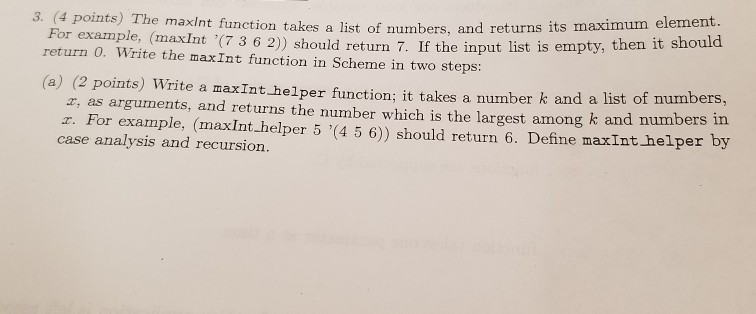  scheme d returns its maximum element. If the input list is