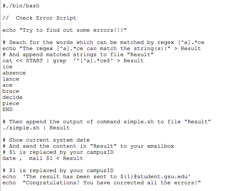  # . /bin/bash // Check Error Script echo "Try to find