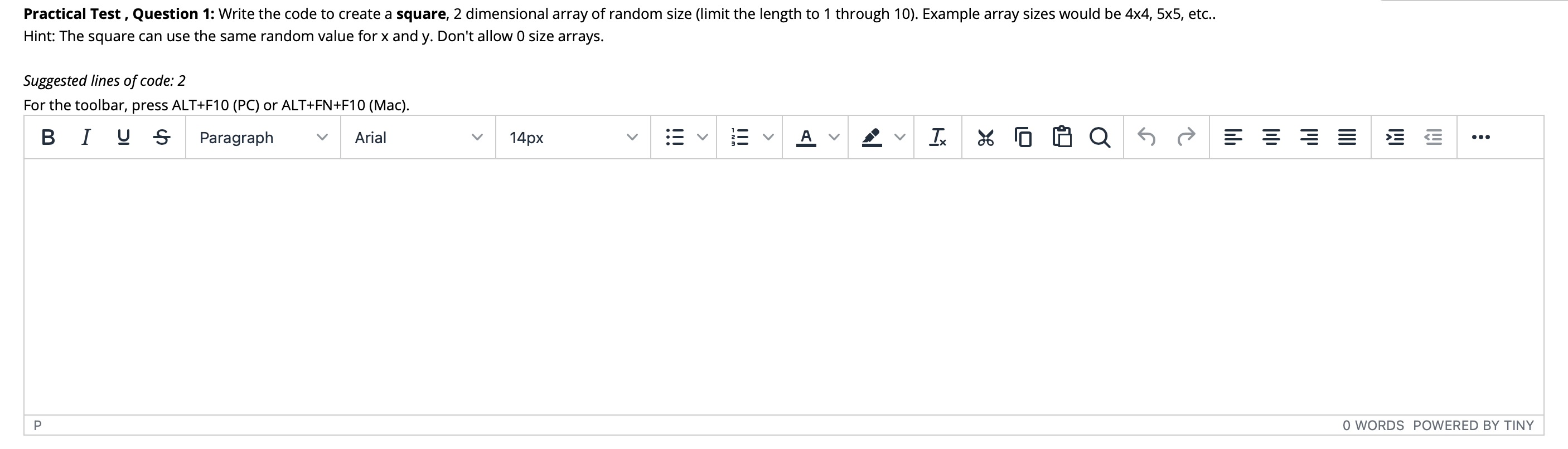 Java Practical Test, Question 1: Write the code to create a square,