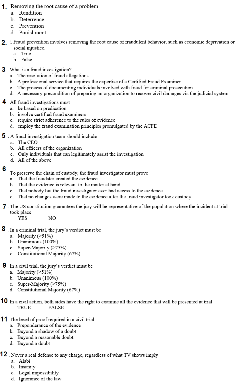  a. 1. Removing the root cause of a problem a. Rendition