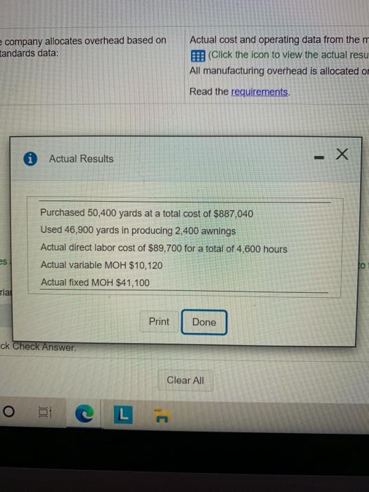 icon to view the actual results.) All manufacturing overhead is allocated on