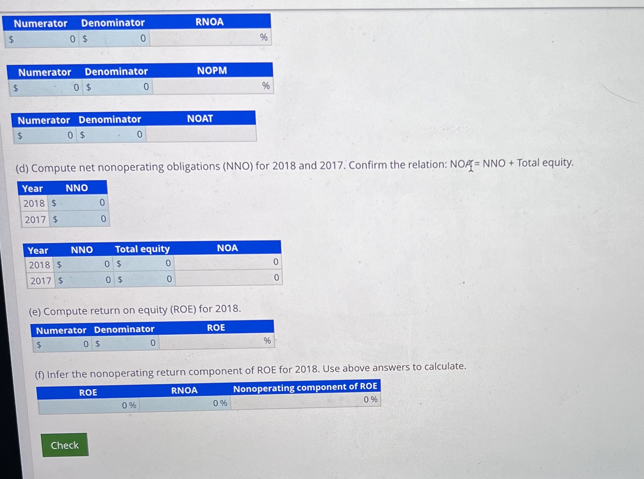  \table[[Numerator Denominator RNOA,,],[$0,$0,]] \table[[Numerator Denominator NOPM,],[$0,],[$0,% 