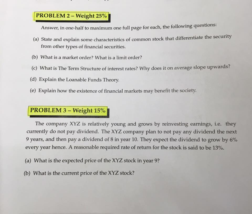 Answer, in one-half to maximum one full page for each, the