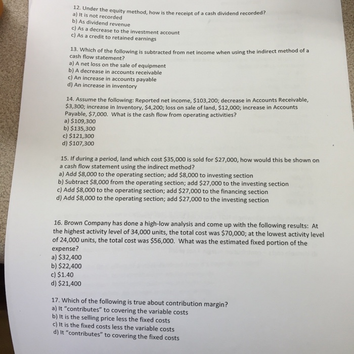  Need help with this prac ques Under the equity method, how