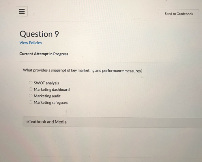 tactics eTextbook and Media Send to Gradebo Question4 View Policies Current Attempt