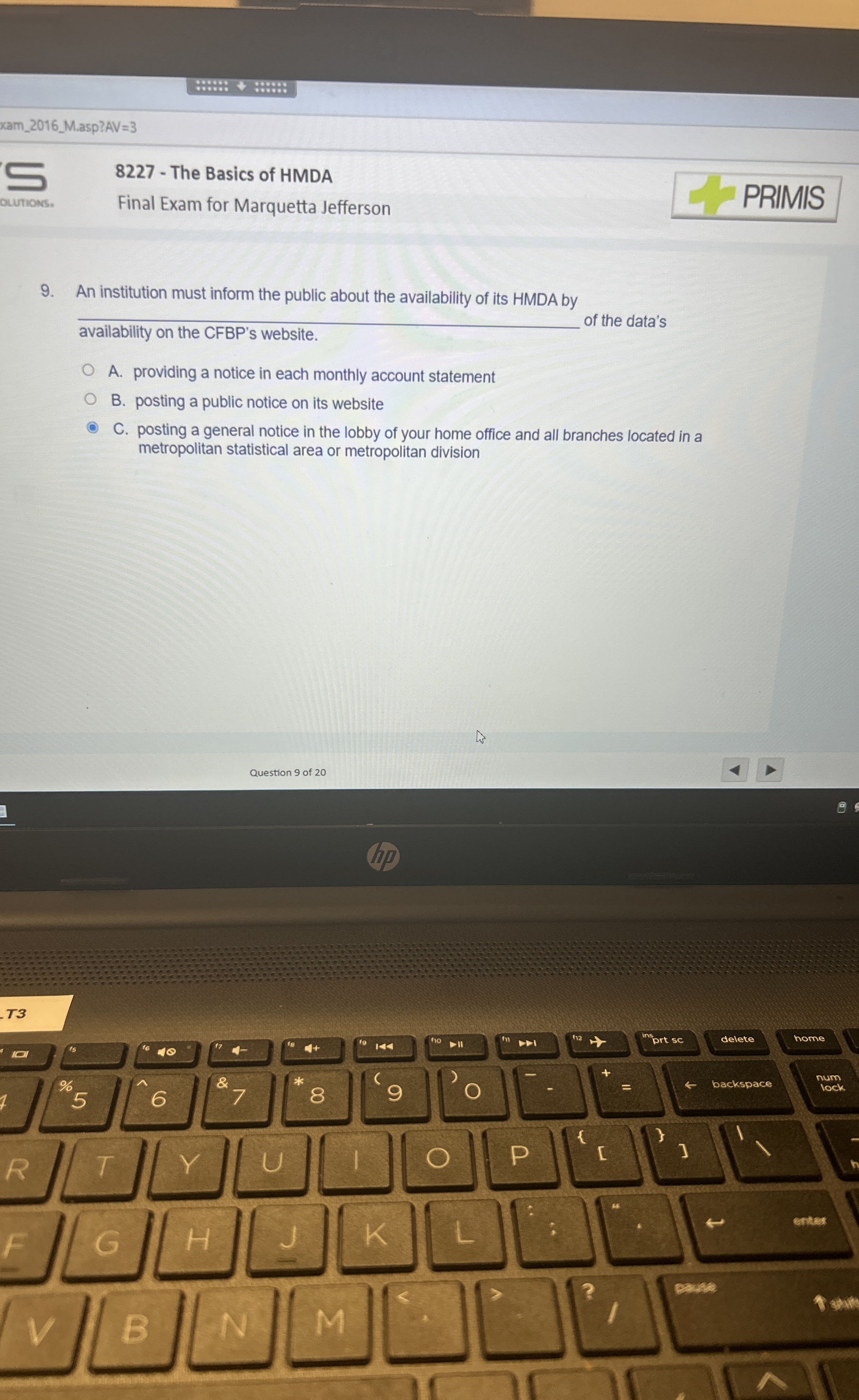  xam_2016_M.asp?AV =3 8227- The Basics of HMDA Final Exam for Marquetta