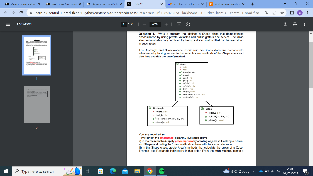  Question 1. Write a program that defines a Shape class that