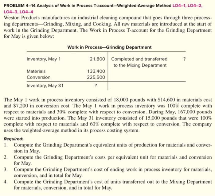 i want in excel in a proper way please. PROBLEM 4-14 Analysis