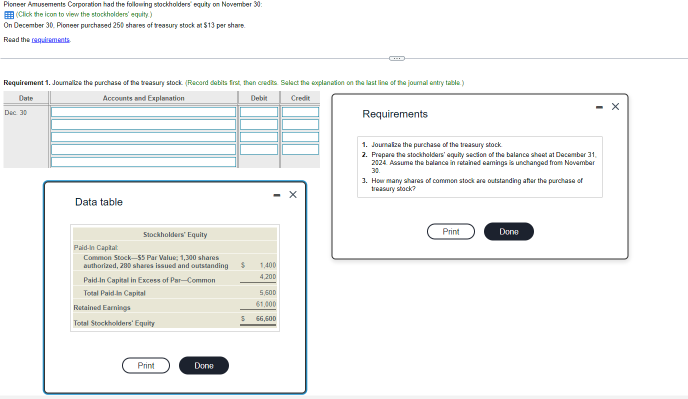 Answer all parts please. second time posting this question. thank you. Pioneer