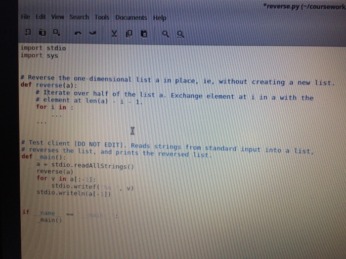 Problem 4. (Reverse) Implement the function reverse() in reverse.py that reverses the