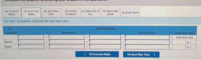 tabs below. For both companies compute the accounts (including notes) receivable turnover.