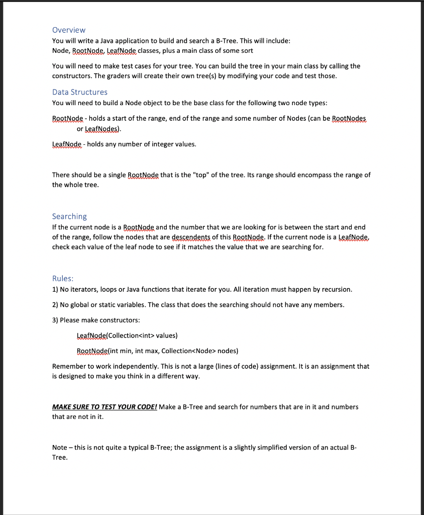  Overview You will write a Java application to build and search