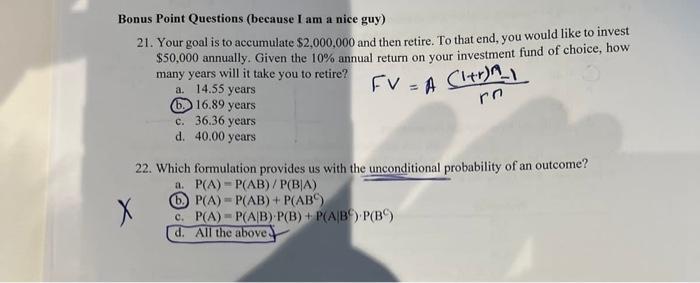  Bonus Point Questions (because I am a nice guy) 21. Your