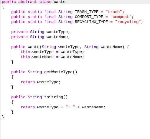 should return the proper waste bin based on the passed wasteType. Compare