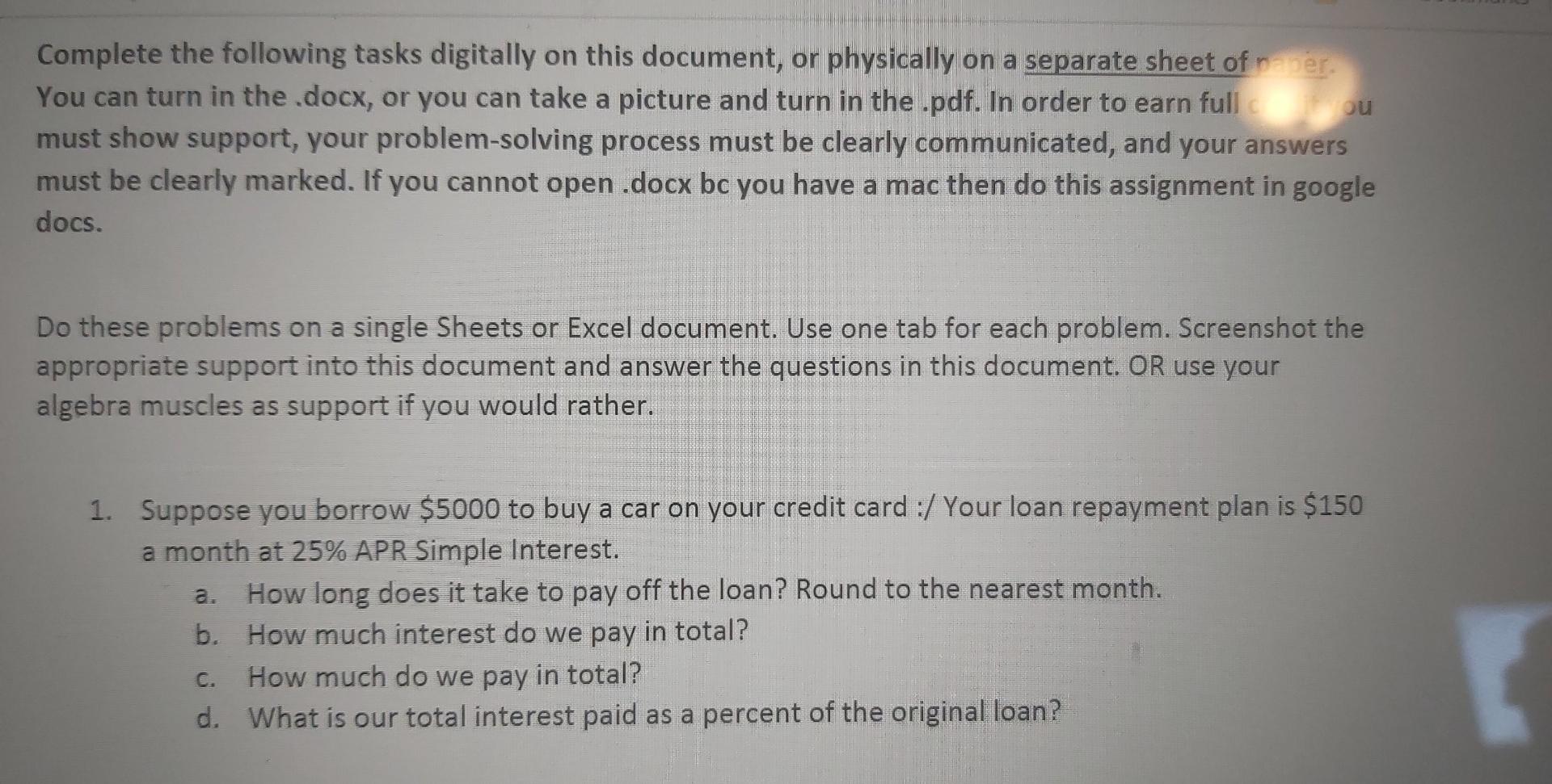 Complete the following tasks digitally on this document, or physically on