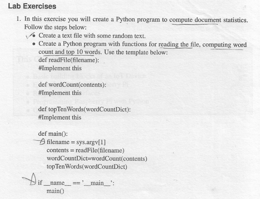 (without using the collections library please) Lab Exercises 1. In this exercise