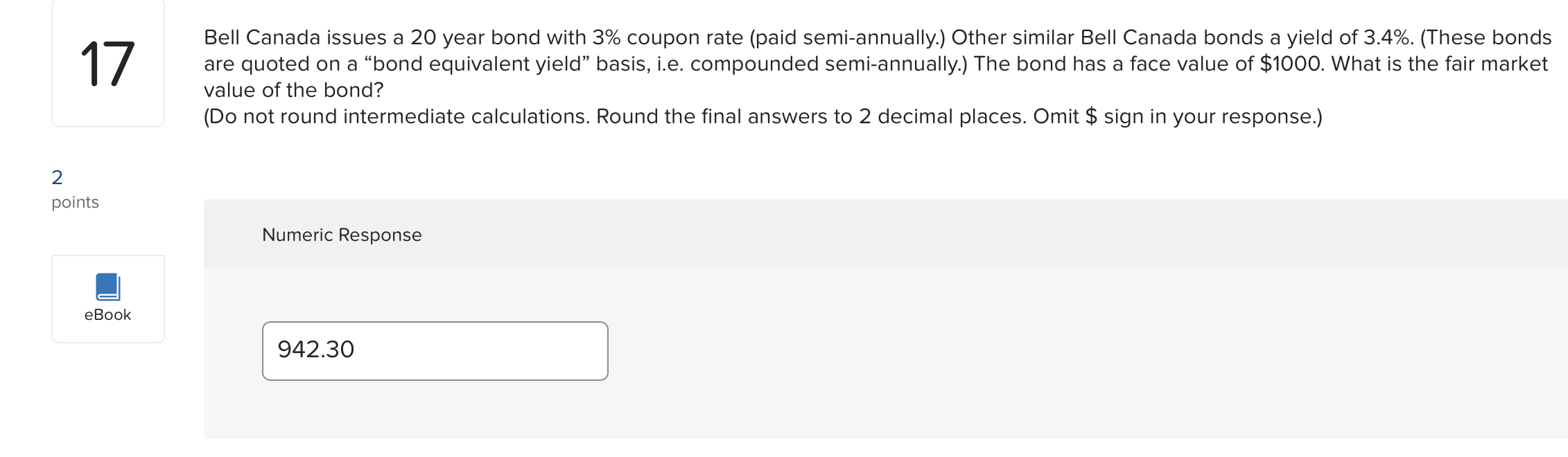  Bell Canada issues a 20 year bond with 3% coupon rate