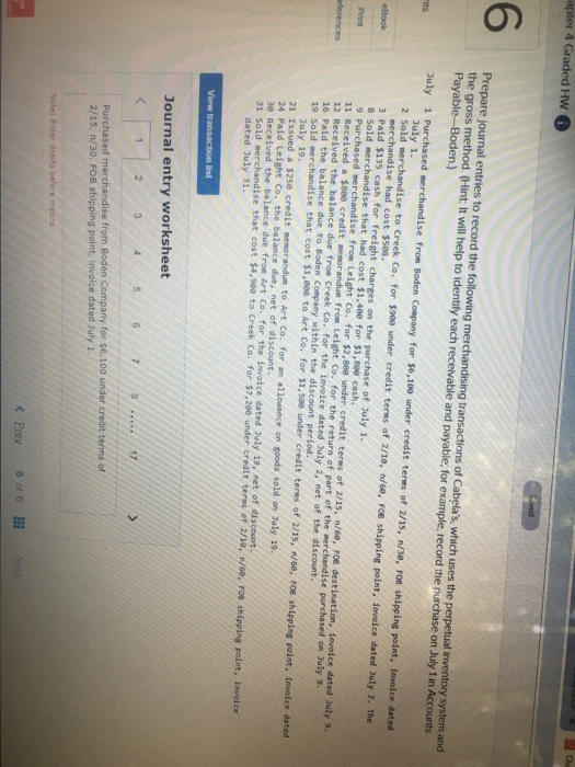  i need the 17 journal entries please apter 4 Graded HW