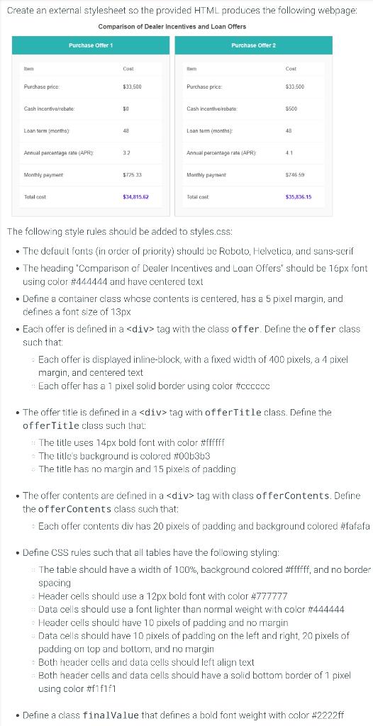 I need to create a style sheet with the exact rules next