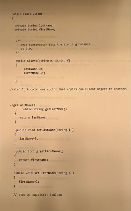 please follow the steps and write this program in java public class