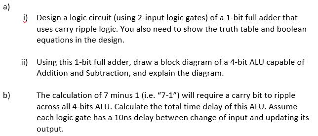  a) i) Design a logic circuit (using 2-input logic gates) of