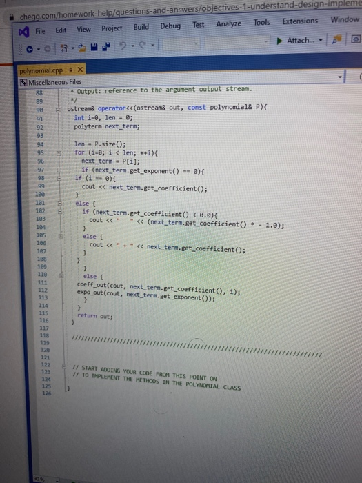 You must first implement the polyterm class, which implements a term in