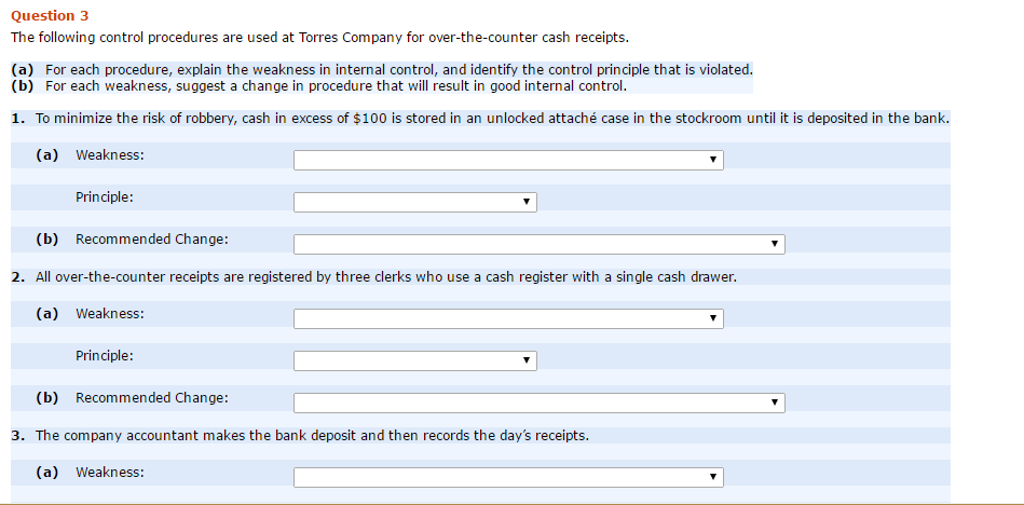Need help with table, please... Question 3 The following control procedures are