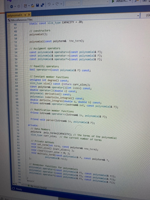 in the polynomial, in decreasing order of exponent. Thus, each element in