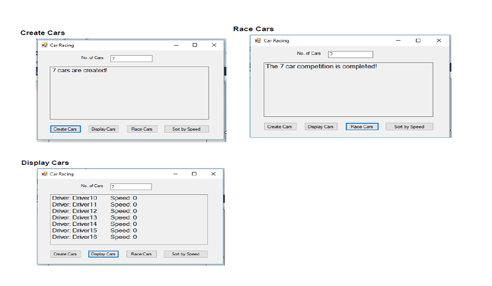 Create a program with Visual Studio, C# Car Racing with Arrays,