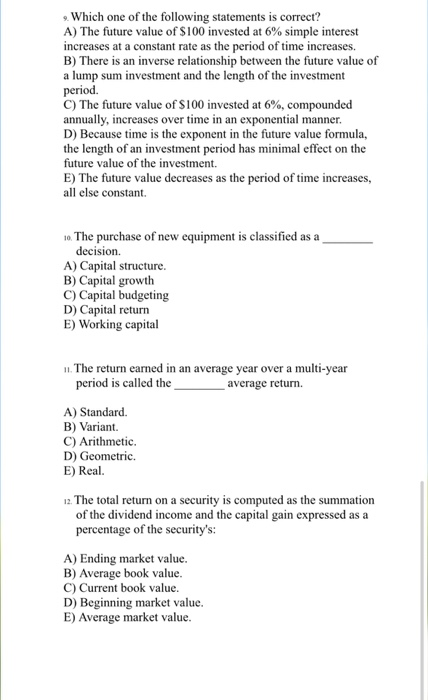 owners. b. Must have total cash flows that equal zero. c. Should