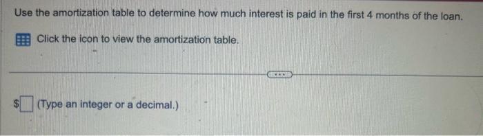  Use the amortization table to determine how much interest is paid