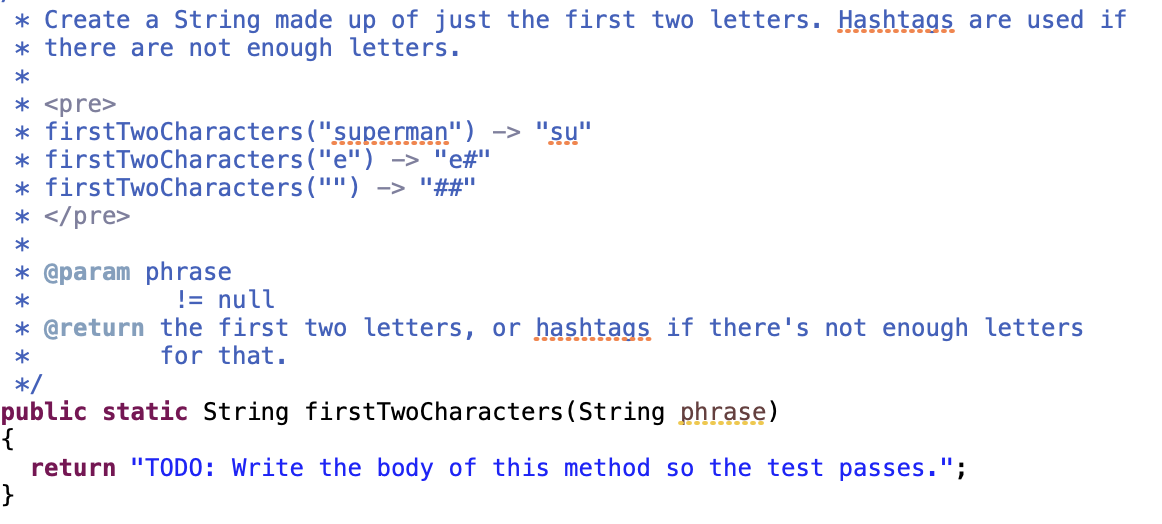 * Create a String made up of just the first two