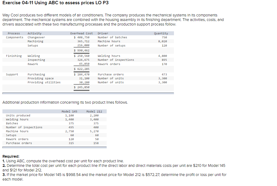  Exercise 04-11 Using ABC to assess prices LO P3 Way Cool