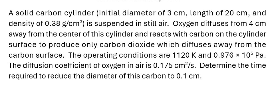  A solid carbon cylinder (initial diameter of 3cm,length of 20cm, and
