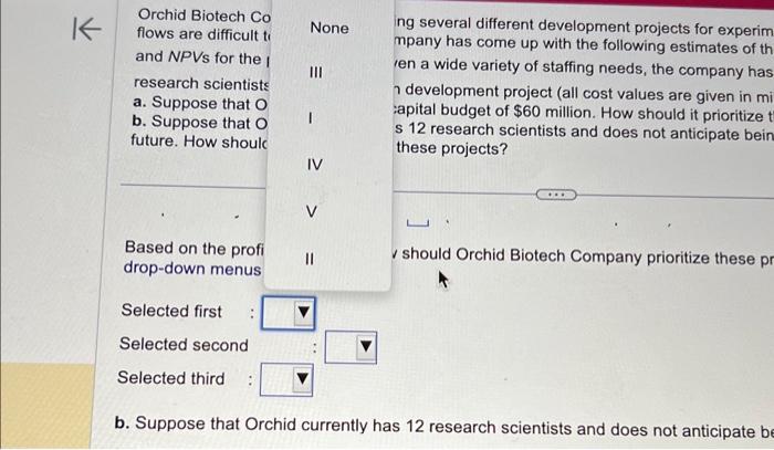 NPVs for the projects: - Given a wide variety of staffing needs,