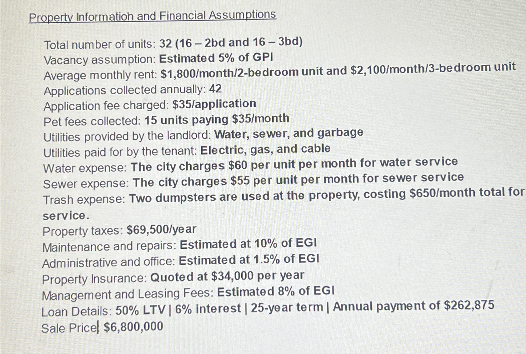  Using the given property information, please calculate the Capitalization Rate and