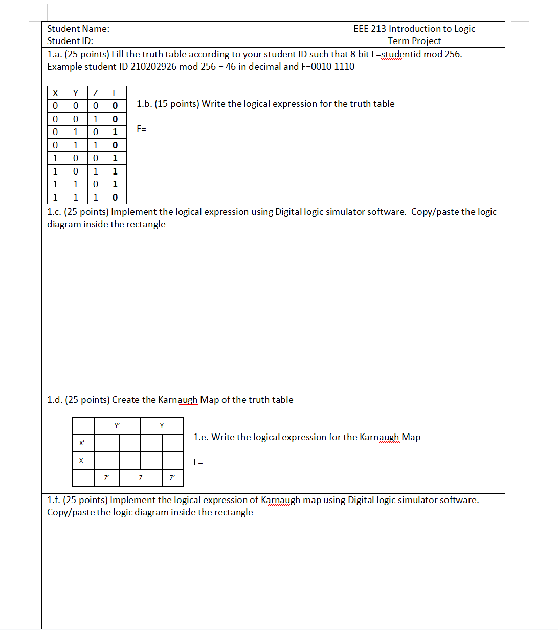 note : for this id number (220202946) 1.a. (25 points) Fill the