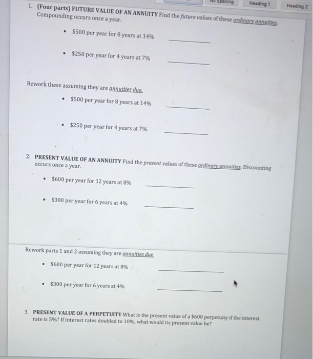  splicing Heading 1 Heading 2 1. (Four parts) FUTURE VALUE OF