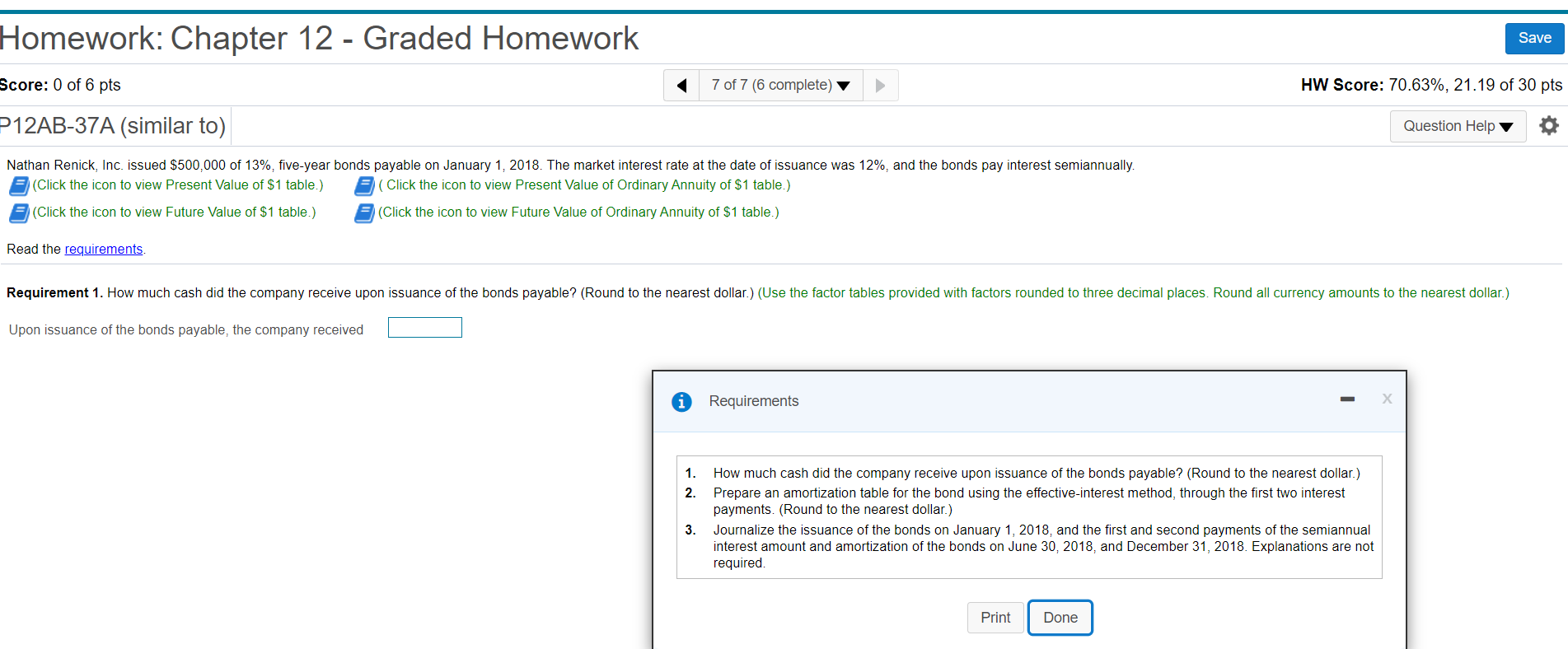 step by step please Homework: Chapter 12 - Graded Homework Save Score: