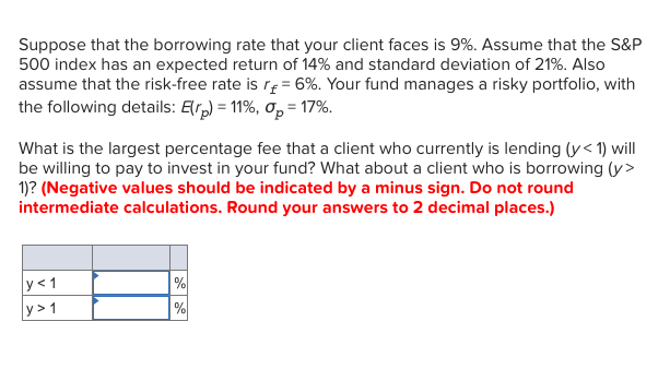  Suppose that the borrowing rate that your client faces is 9%.