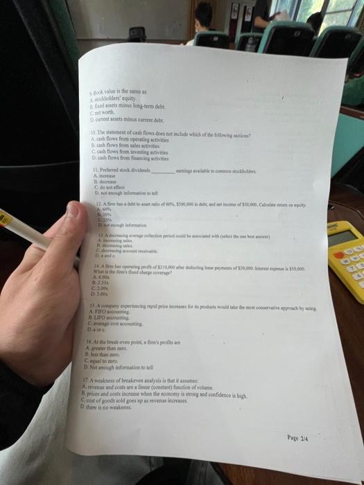  a goul value it the same at A. wish dhelders' equity.