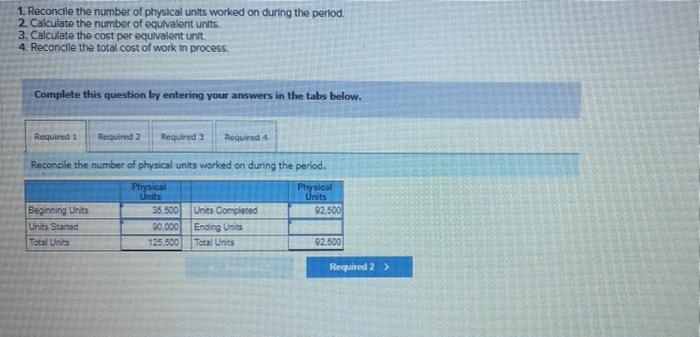 complete for materials, 90% for conversion) Direct materials Conversion cost Number of