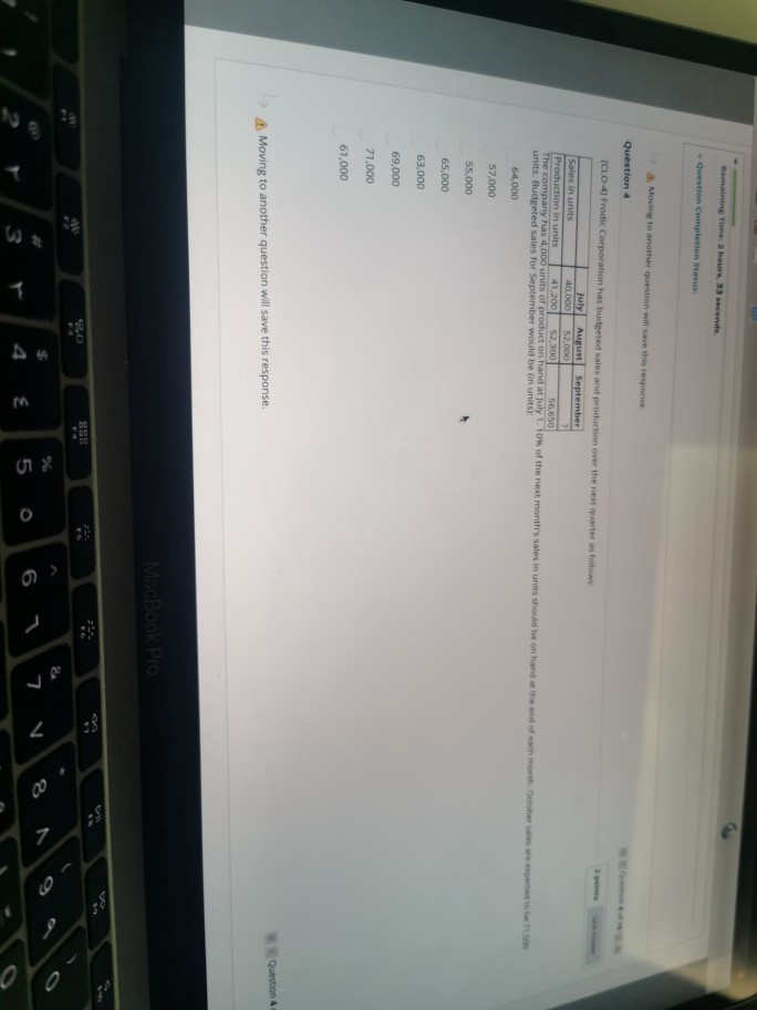  Remaining Time: 2 hours, 33 seconds Question completion Status Moving to