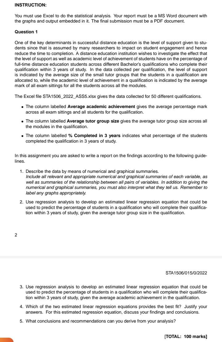 Your report must be a MS Word document with the graphs and