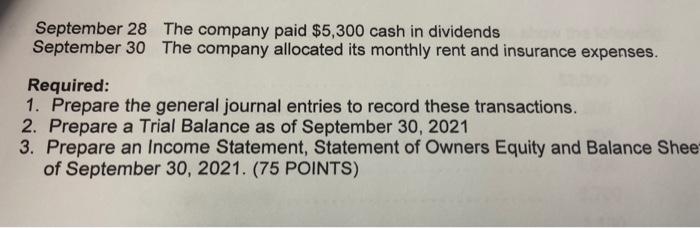 and AI, is opened for business and completed the following transactions in